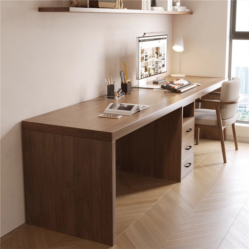 Bureau rectangulaire en bois massif noyer clair, H 29,53 po x l 55,12 po x P 23,62 po