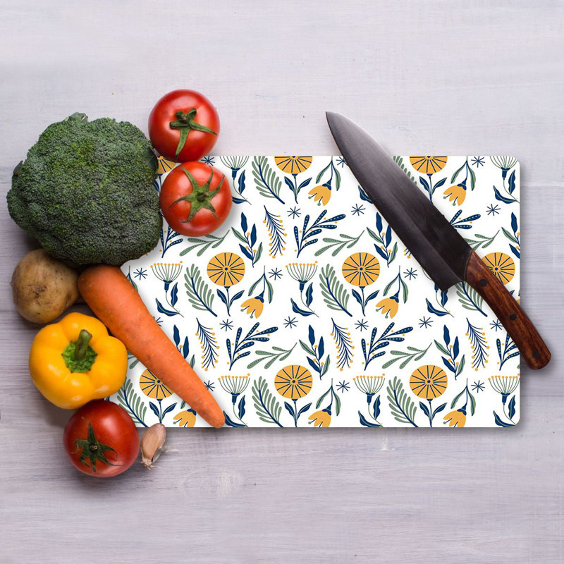 Tempered Glass Cutting Board, 7.9 x 11.8 inches | 100% Antibacterial, Easy-Clean Surface, Non-Slip Silicone Feet | Perfect for Food Prep & Serving, Durable & Stylish Kitchen Essential, Not Dishwasher Safe