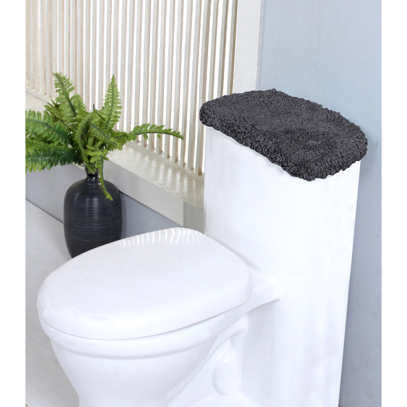 Tapis de bain 100% coton touffeté, housse de réservoir très douce et lavable à la machine 10 x 22 po, Gris