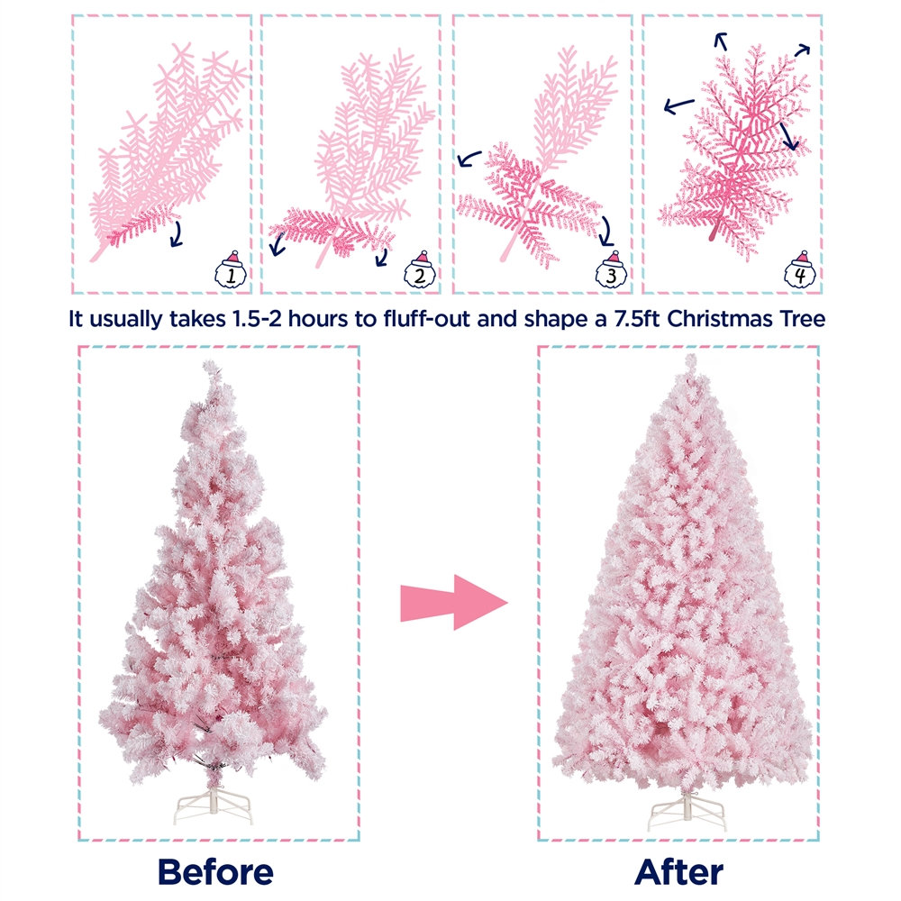 Frosted Pre-Lit Fir Christmas Tree, 7.5'
