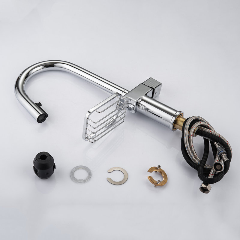Robinet de cuisine rétractable High Arc - à un trou en acier inoxydable, robinet d'évier moderne