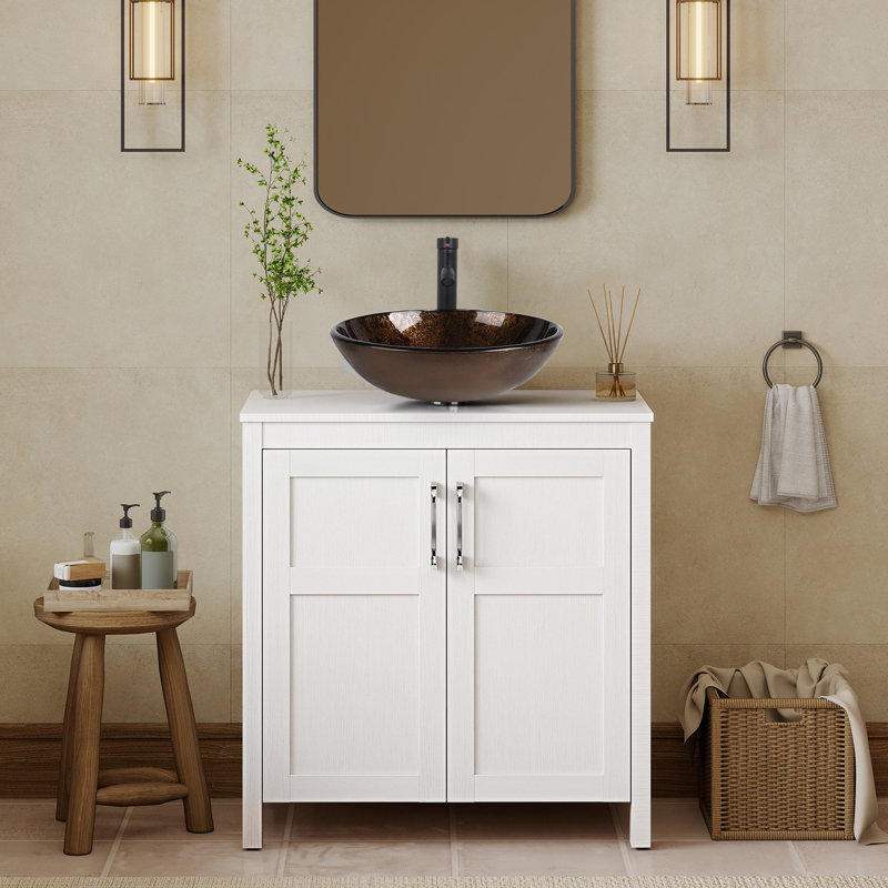 30" Free-Standing Modern Single Bathroom Vanity With Sink, White