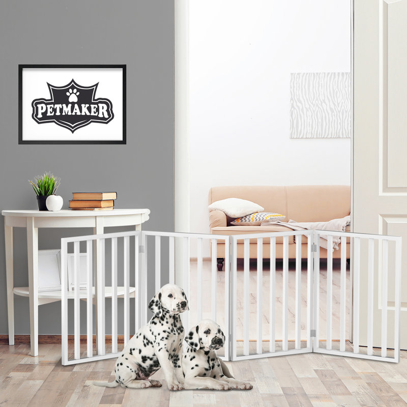 Wood Free Standing Pet Gate, White