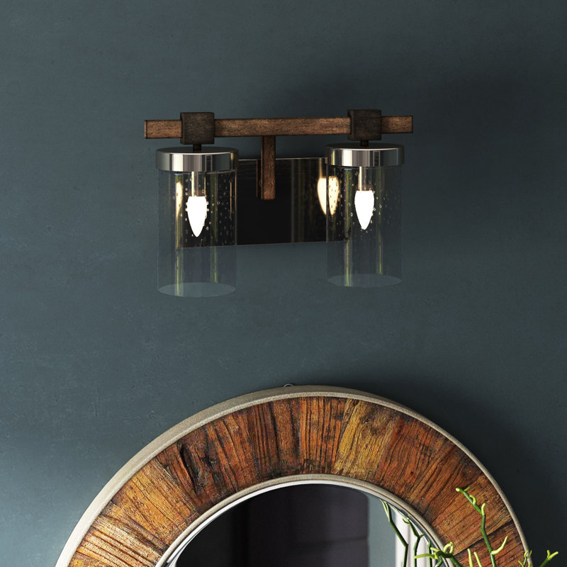 Éclairage pour meuble-lavabo à 2 lumières à intensité variable en nickel brossé / gris Lipscomb