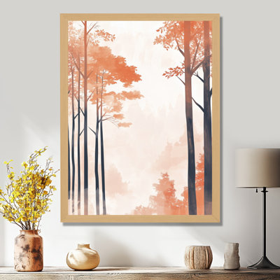 Forêt orange et noire en automne, décoration automnale douce - Tableau encadré