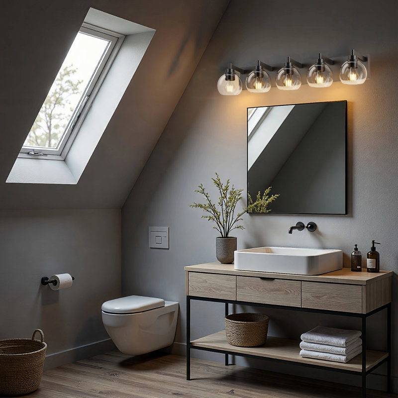 Luminaire de meuble-lavabo géométrique Habitatindustrial, H 7,30 po x l 24,30 po x P 5,70 po, 4 lumières