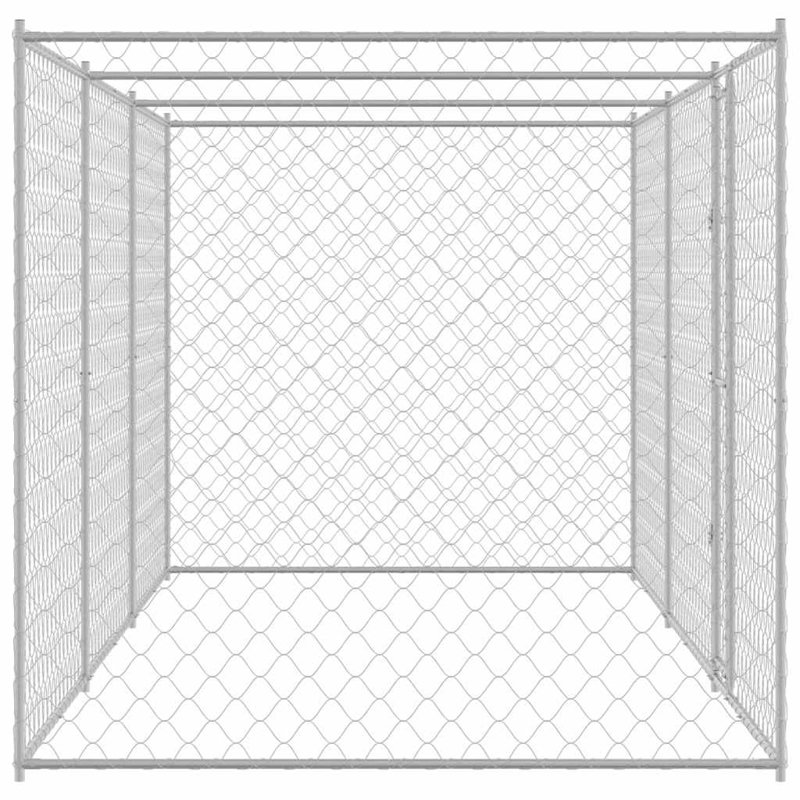 Cage pour chien en acier galvanisé argenté, H 100,8 po x l 236,2 po x P 78,7 po