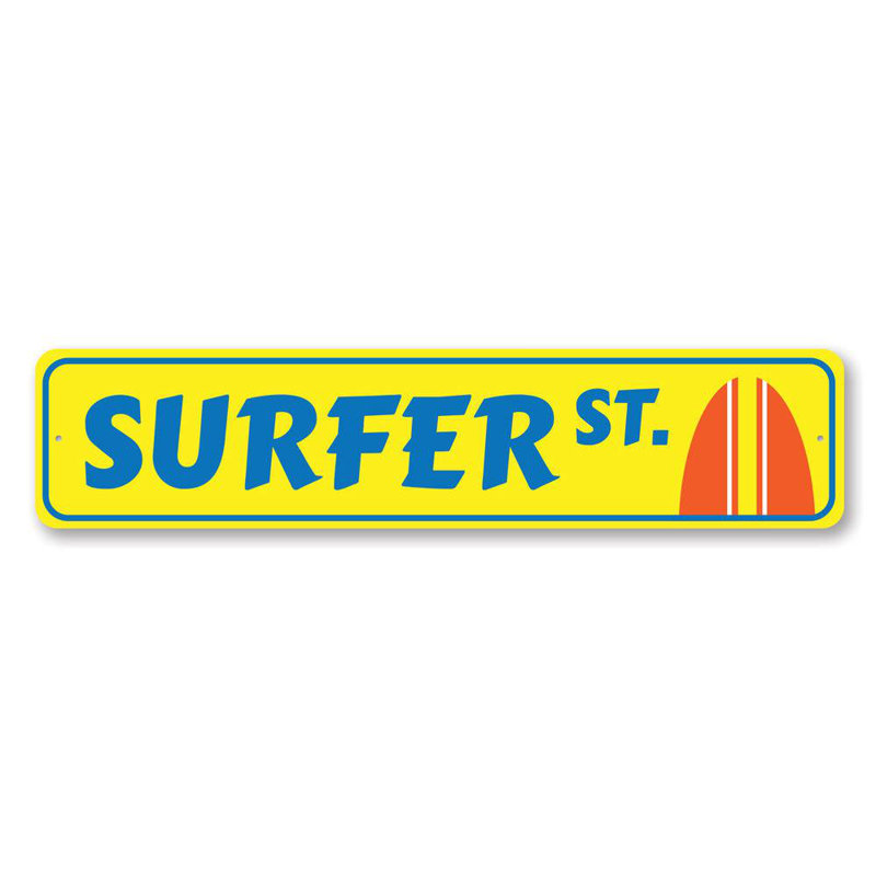 Plaque en aluminium Surfer Street, H 4 po x l 18 po x P 0,04 po