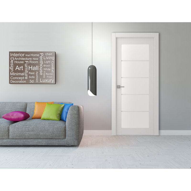 Smart Pro 5-Lite DIY-Friendly Manufactured Wood and Glass Single Prehung Interior Door