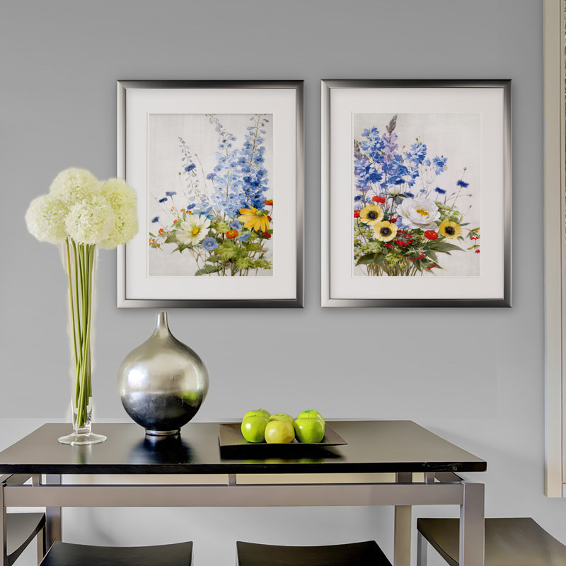 «Wild Garden», ensemble de 2 reproductions d'art sur papier encadrées, Argent