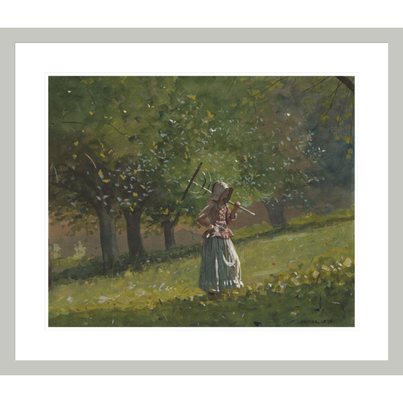 «Girl with Hay Rake» par Winslow Homer - impression giclée encadrée, 23,5 po H x 27,24 po L