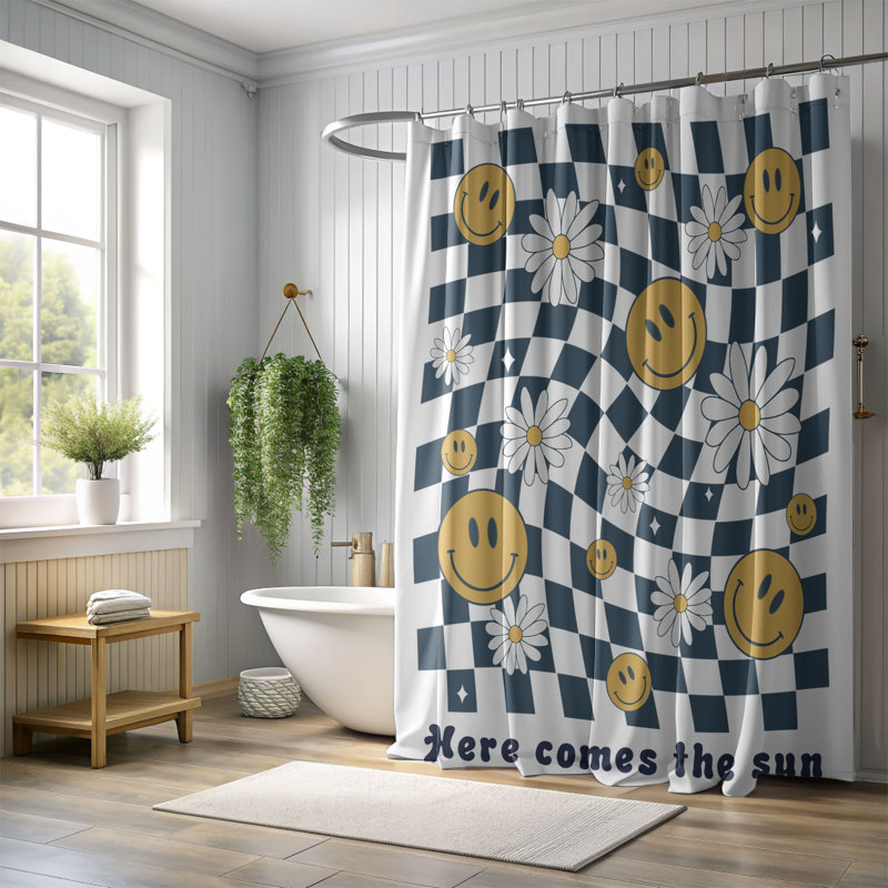 Beach Vibe - 1 Piece Premium Shower Curtain, H 74 po x l 71 po