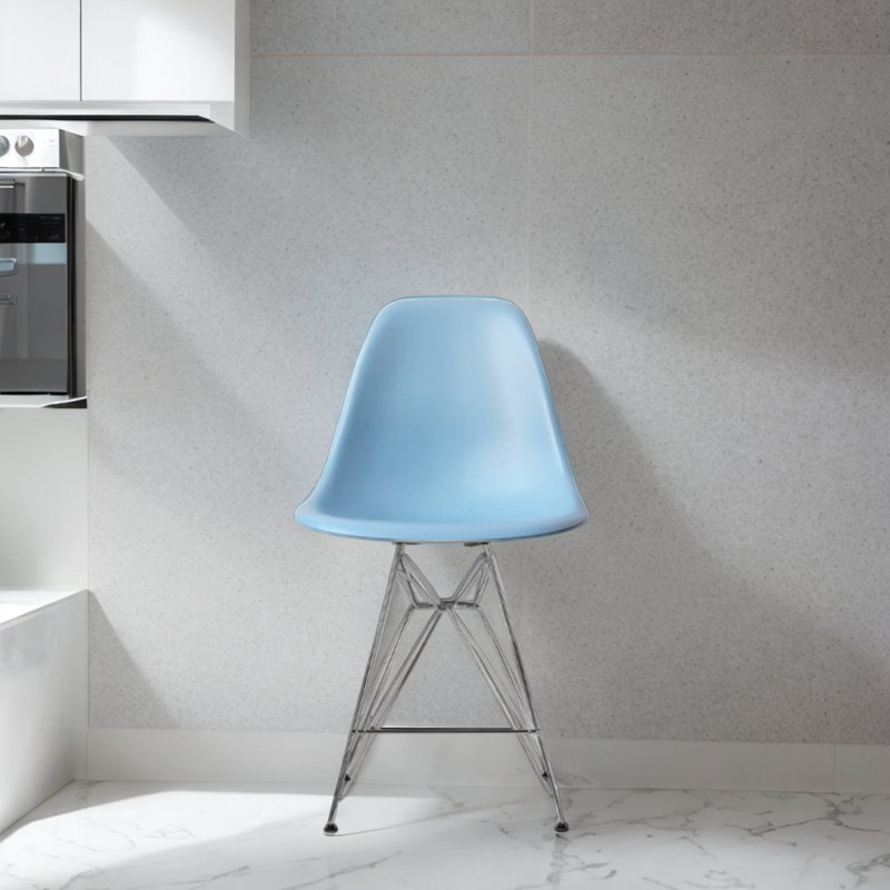 Counter Stool with Steel Frame, Blue