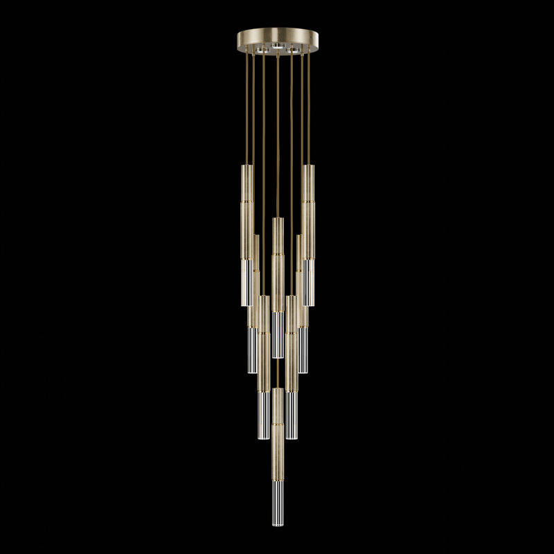 Luminaire suspendu rond l 16 po Antonia, Feuille d'or douce standard / laiton