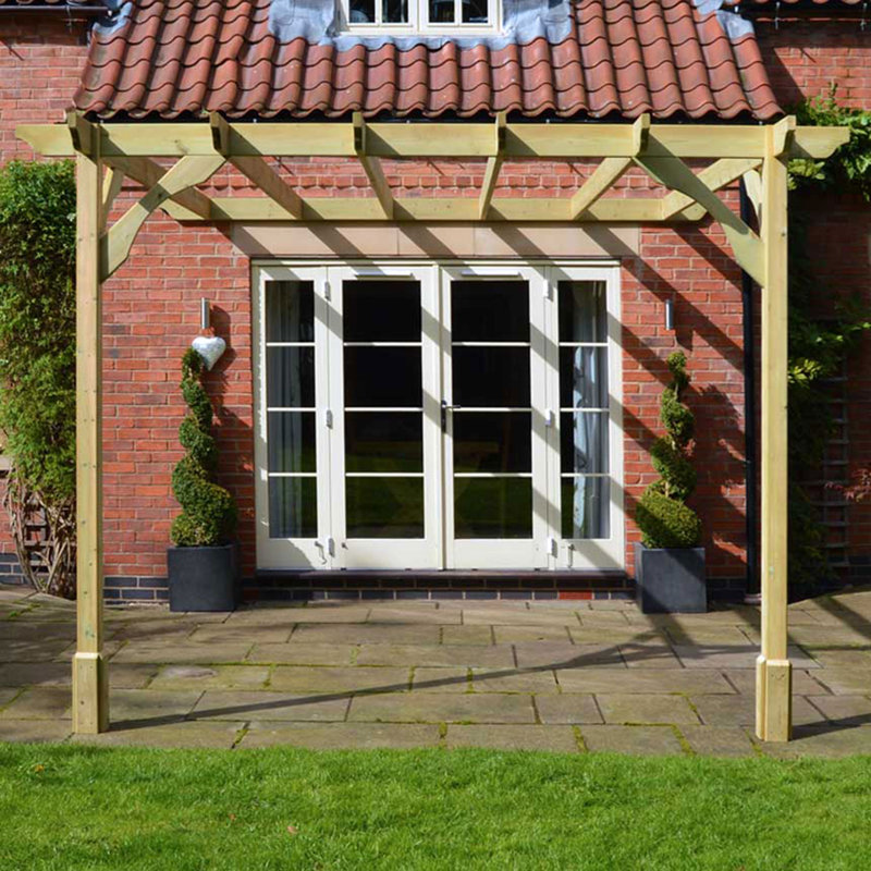 Randi Manufactured Wood Pergola, 270cm H x 420cm W x 420cm D, Light Green