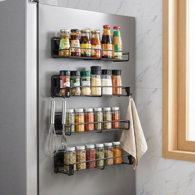 4-Pack Magnetic Fridge Spice Storage Rack