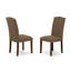 L'ensemble de table de salle à manger 3 pièces comprend une table carrée en bois et 2 chaises parsons rembourrées en tissu de café foncé en acajou-2082833789-2015340267-2015340264