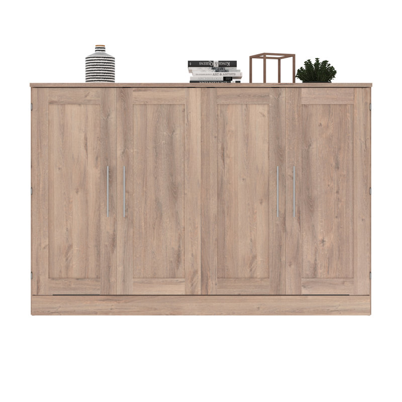 Lit armoire avec matelas Pur, Grand, Brun rustique
