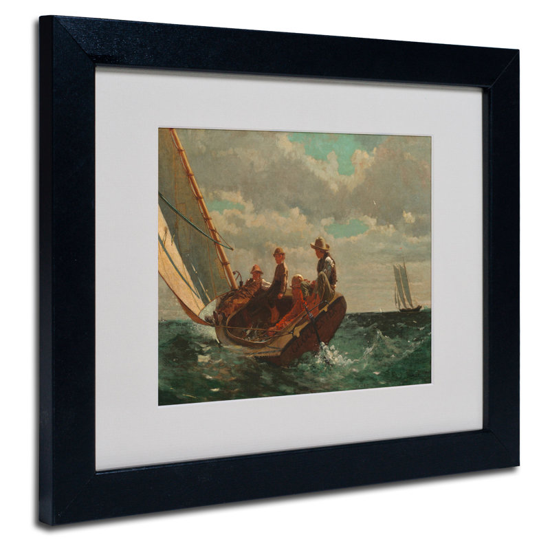«Breezing Up (A Fair Wind)» par Winslow Homer - reproduction d'art sur toile, H 11 po x l 14 po x P 0,5 po, Noir