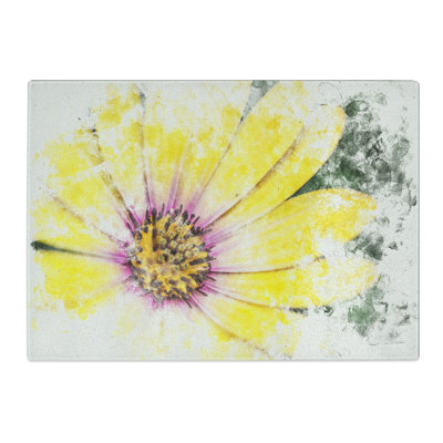 Tempered Glass Gerbera Flower Watercolour Chopping Board