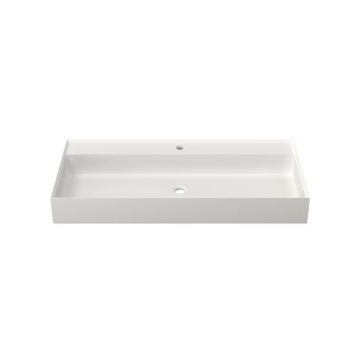Lavabo de salle de bain mural rectangulaire 40 "avec lavabo vasque à surface solide avec trop-plein