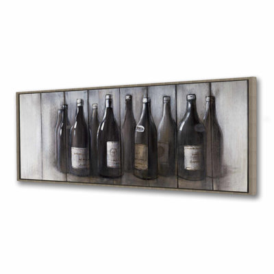 Objet de gastronomie moderne | Toile encadrée de bouteilles rétro
