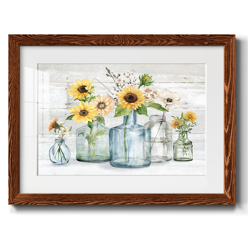 Sunflower Extravaganza, reproduction d'art encadrée, H 18 po x l 26 po x P 1,5 po, Érable