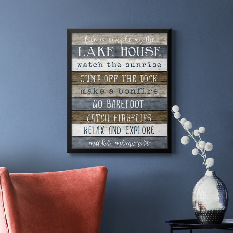 Toile encadrée de qualité supérieure Simple Lake Rules - prête à être accrochée, H 24 po x l 20 po, Noir