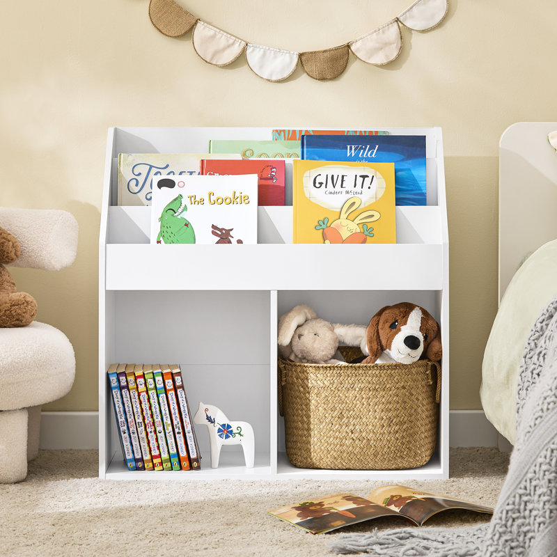 Bibliothèque pour enfants avec rangement, bibliothèque blanche pour enfants pour chambre à coucher, salle de jeux, bibliothèque pour tout-petits pour coin lecture, blanc, l 28,7 po x P 11,8 po x H 31,5 po