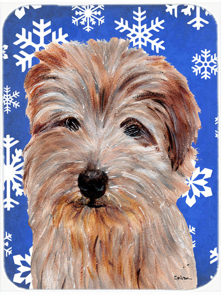 Planche à découper en verre de terrier à aile de vacances norfolk Ashlynn, Bleu / Blanc