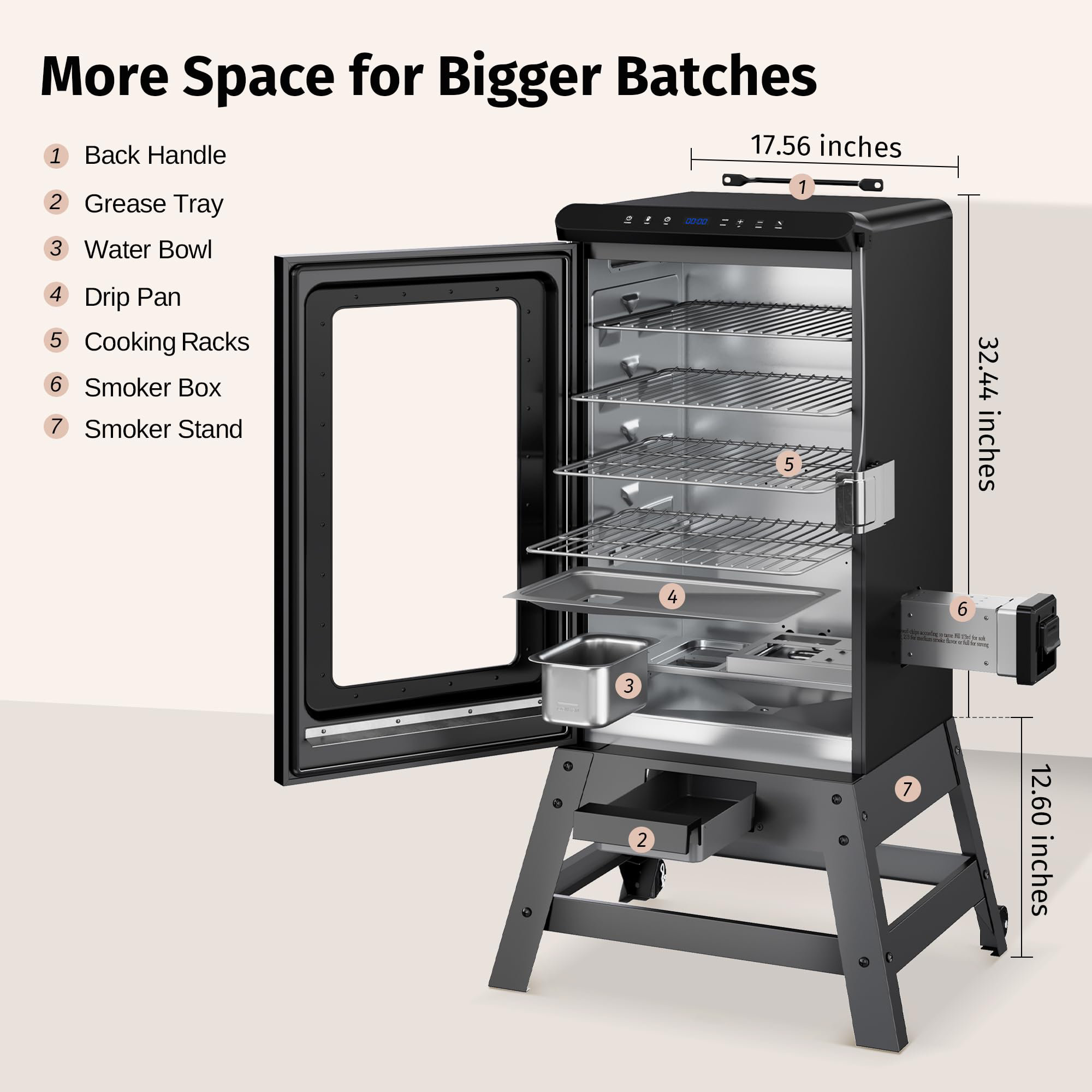 EAST OAK Ridgewood 725 Sq Inches Portable Electric Smoker with
