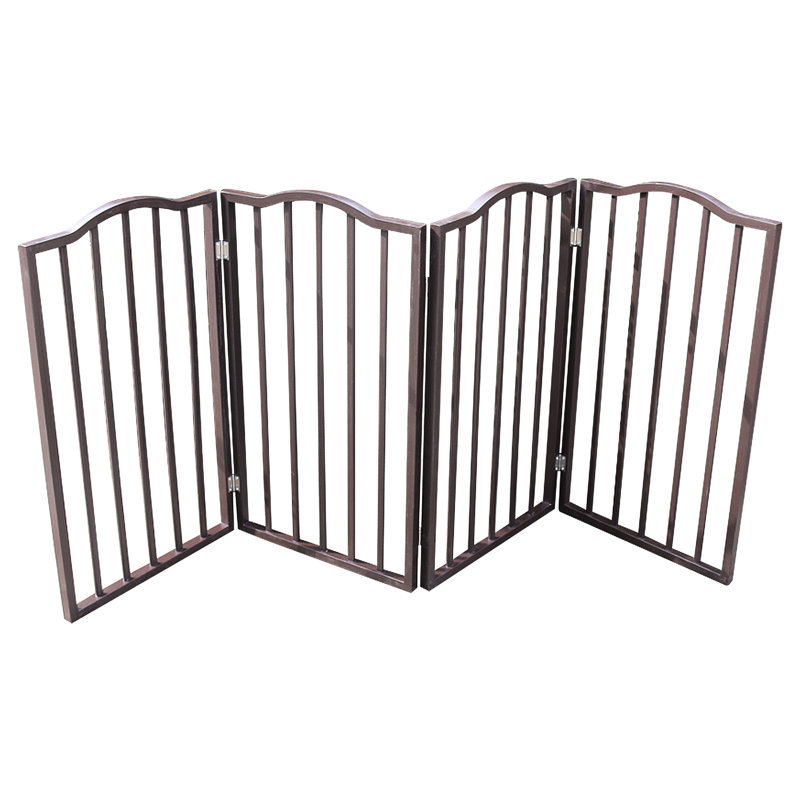 Barrière pour animaux brune foncée - autoportante et pliable pour la maison, procurant une cloison élégante à votre escalier pliant pour rehausser votre espace de vie