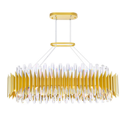 Lustre moderne multi-lumières avec finition dorée satinée pour la salle à manger, le salon, le vestibule - compatible G9 à DEL, ampoules non incluses - conception moderne inspirée de l'horizon urbain