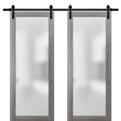 Planum Frosted Glass Wood Barn Doors