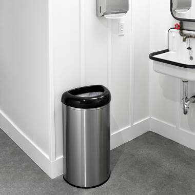 simplehuman 25 Liter / 6.6 Gallon Slim Open Top Trash Can, Commercial Grade  Heavy Gauge Brushed Stainless Steel 