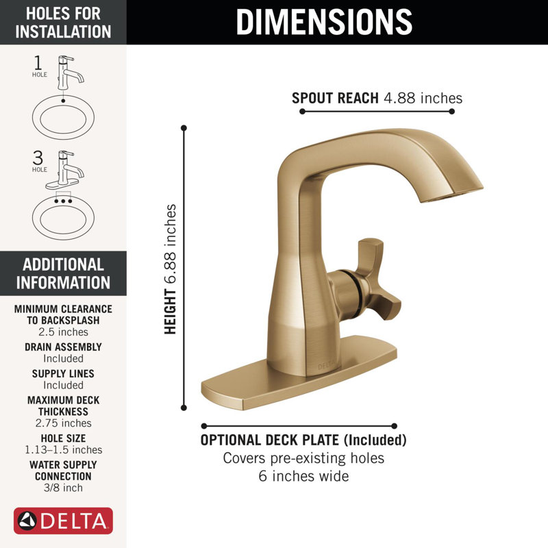 Single Handle Bathroom Faucet, Lumicoat  Champagne Bronze