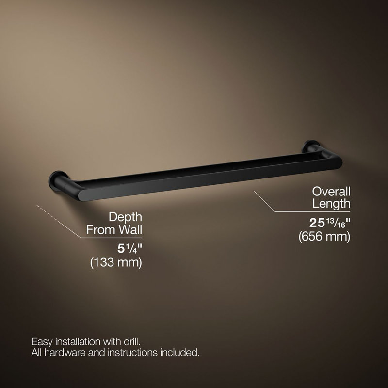 Avid 24-In Double Towel Bar, Matte Black