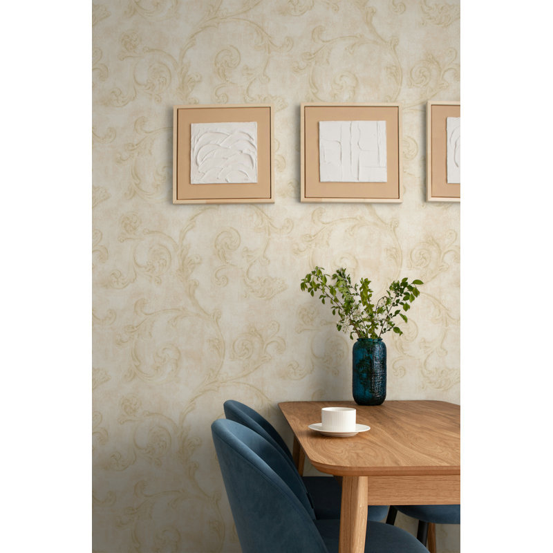Papier peint rayé crème et rosé Seabrook Designs, Crème / rosé