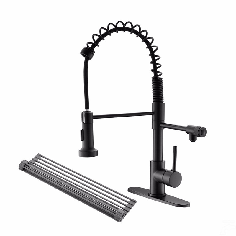Robinet de cuisine de purificateur d'eau potable avec support de séchage à enroulement, robinets d'évier de cuisine rétractables