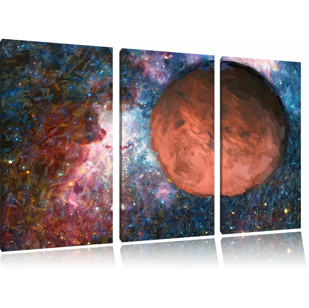 3-tlg. Leinwandbilder-Set „Mars im Weltall“, Grafikdruck