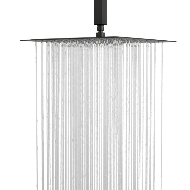 Tête de douche à pluie ultra mince 10 po à fixation au plafond 2,5 GPM, Noir mat