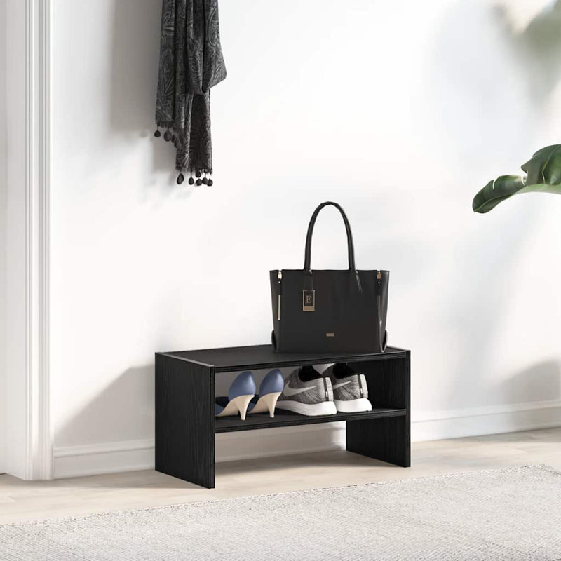 2 Pair Shoe Rack, Black Oak