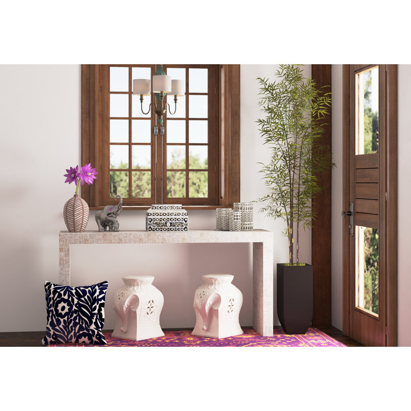 Tabouret de jardin Elephant, Vernis blanc antique