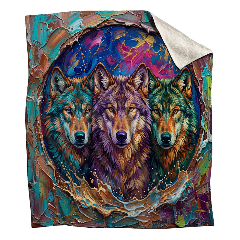 Three Wolves Painting Blankets, 60in W x 80in H