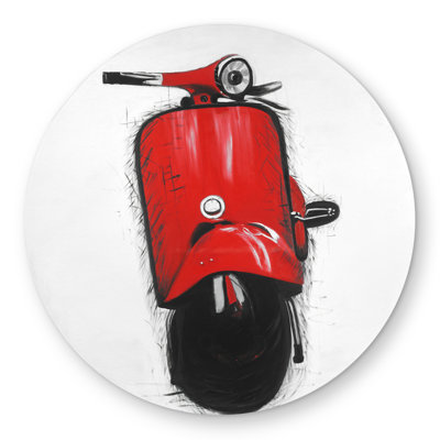 Red Italian Scooter - Retro Livingroom Round Outdoor Rug