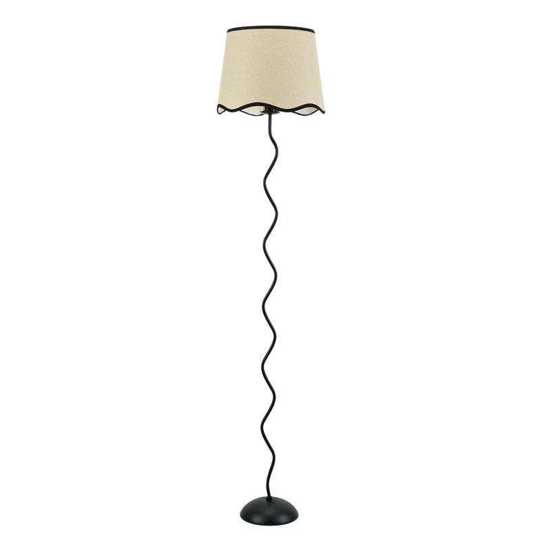 Roswitha 160cm Traditional Floor Lamp, Yes, Natural/Black