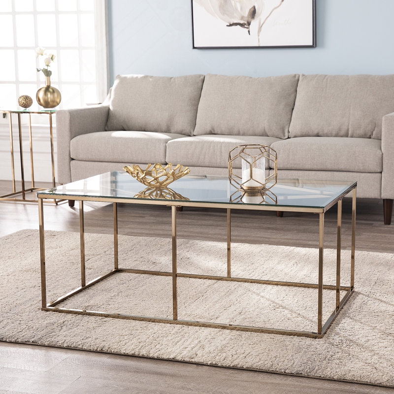 Contemporary Glass-Top Cocktail Table