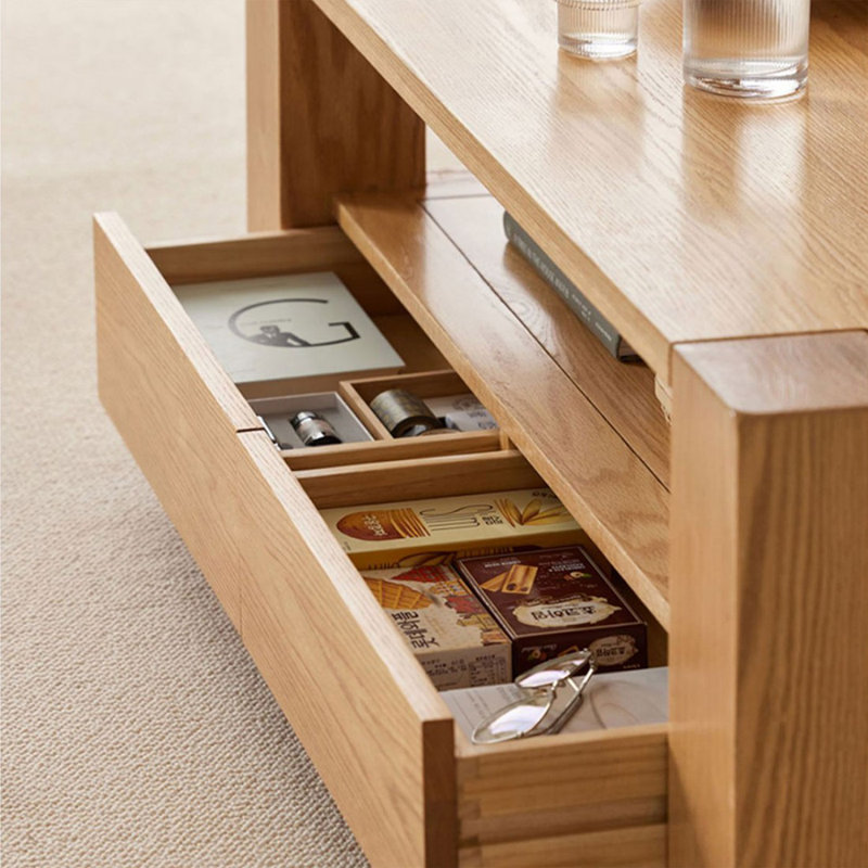 Modern Burlywood Solid Wood Rectangular Coffee Table