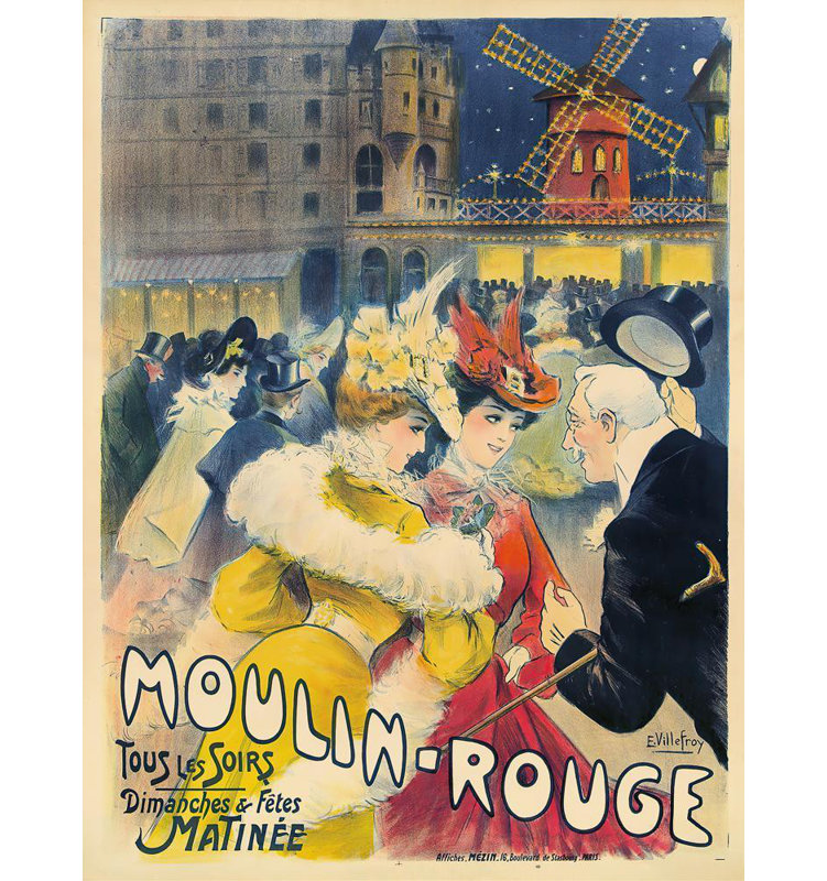 "Red Mill" par E. Villefroy - Art mural sur toile tendue avec châssis, H 40 po x l 28 po