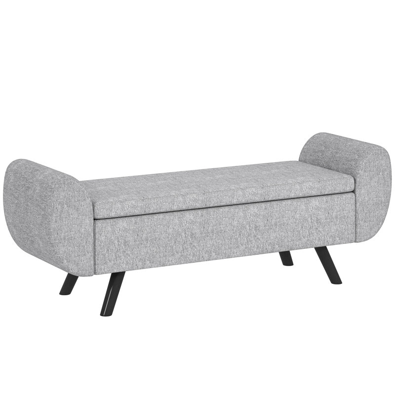 132cm Wide Solid Colour Storage Ottoman, Dark Grey